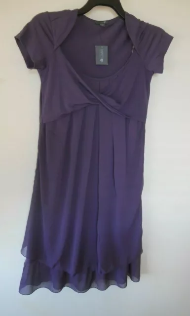 Ladies Patch Maternity knit woven twist dress Size S    NWT      Grape