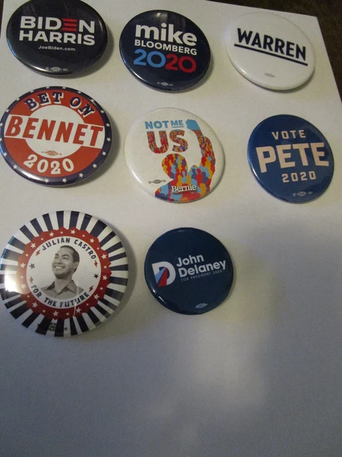 Lot of (8) 2020 Democratic Presidential Campaign Buttons