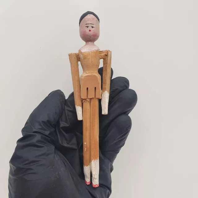 Grodnertal Grodner Tal Wooden 6" Carved Peg Doll - Vintage/Antique - #7