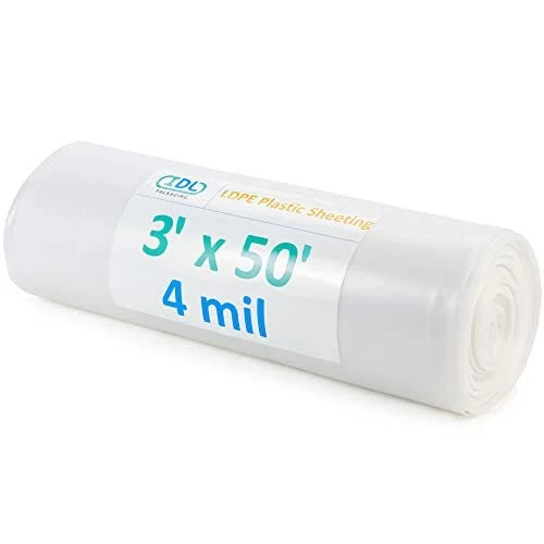 Clear 4 mil Plastic Sheeting for Painting 3' x 50' 150 sq. ft. LDPE Film Roll...