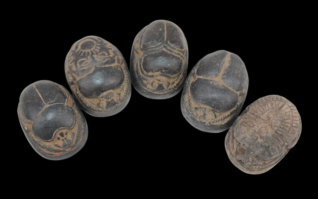 5 DE ESCARABAJO ANTIGUO EGIPCIO RARO Piedra Negra (Historia de Egipto)