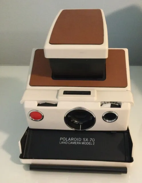 POLAROID SX-70  SLR MODEL 2 WHITE FOLDING  CAMERA, refurbished and restored.