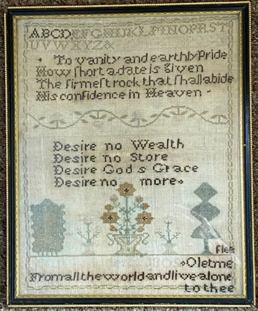 ANTIQUE VICTORIAN SAMPLER BETTY OGDEN DATED 1805 Original Framed Embroidery