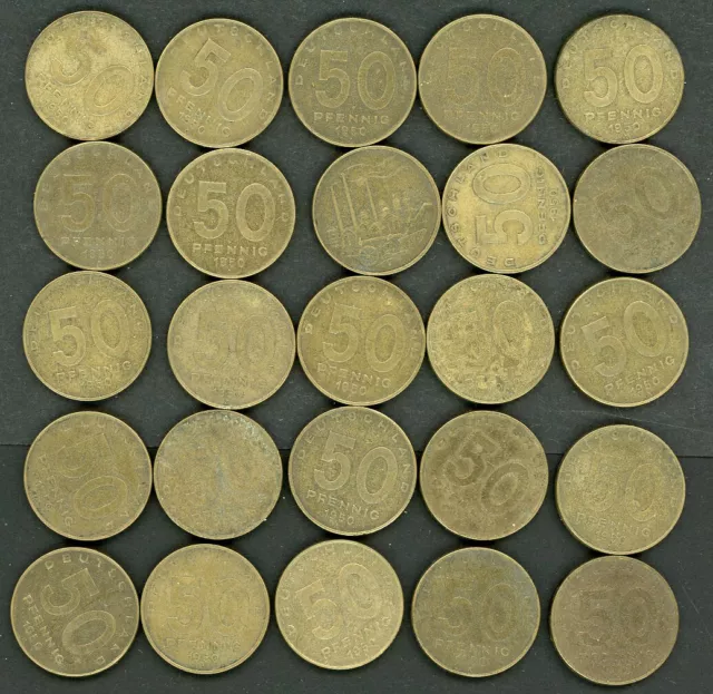 DDR 25 Stück 50 Pfennig 1950 gute Bedarfserhaltung    -2486-