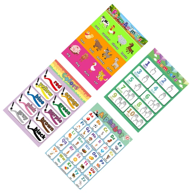 4 Pcs Affiches Éducatives Pour Les Tout-petits Tableau À Feuilles