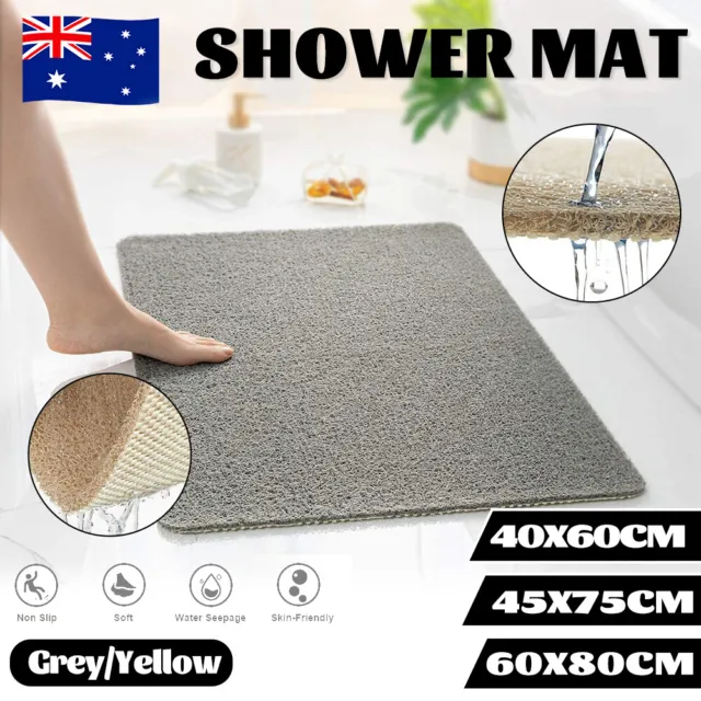 Bathroom Bath Mat Anti Slip Loofah Carpet Shower Rug Water Drains Non Slip AU