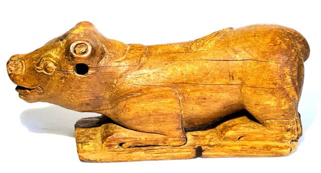 ANTIQUE ASIA, WOODEN BULL DOOR KNOCKER 17th-18th CENTURY
