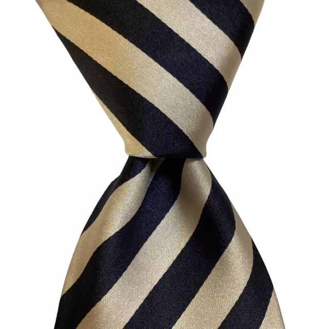 BURBERRY LONDON Men's 100% Silk Necktie ENGLAND Luxury STRIPED Blue/Ivory GUC