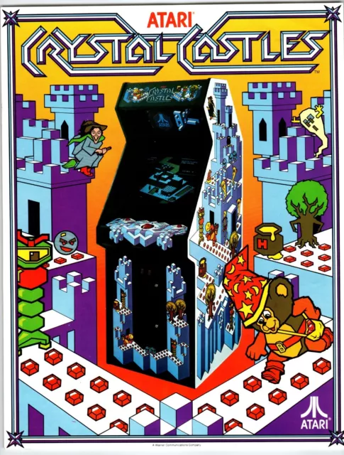 CRYSTAL CASTLES Arcade Game Flyer 1983 Original Vintage Retro 8.5" x 11" Promo