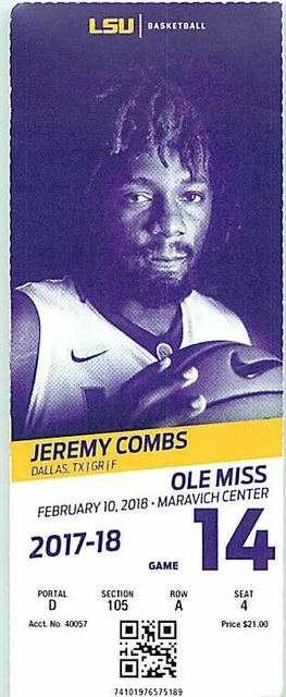 Ticket College Basketball Ole Miss 2017 - 18  2.10 - LSU Tigers