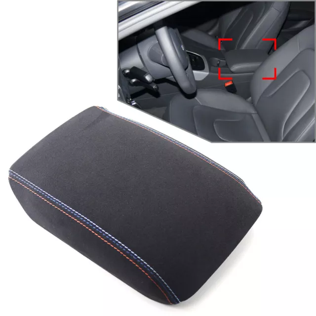 Leather Front Center Console Armrest Lid Cover For Audi A4 2009-2016 Black