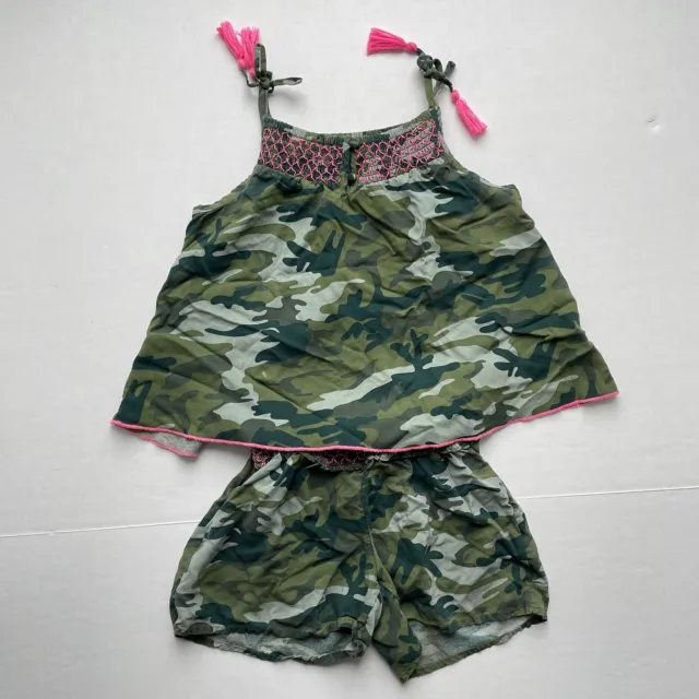 Justice Girls Sz 8-10 Casual Tank Top & Shorts 2-Piece Set Summer Outfit Camo