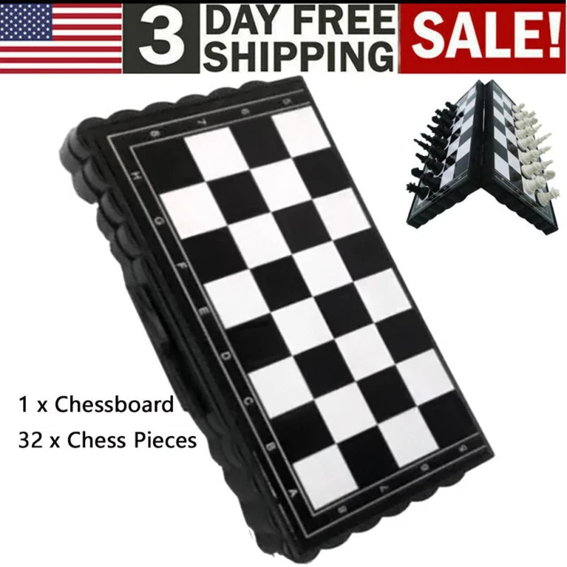PORTABLE CHESS Board Folding Travel Chess Set with 32 x Chess