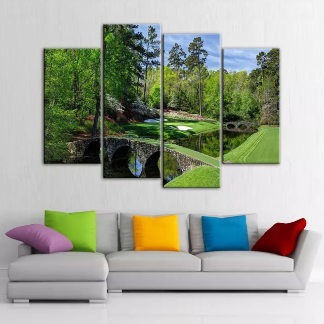 Augusta Masters Golf Course 4 Pieces Canvas Wall Art Poster Print Home Decor