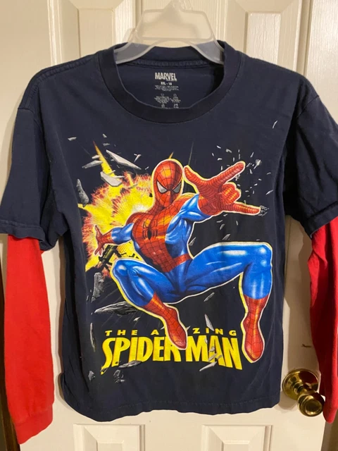 MARVEL The Amazing Spiderman Boys XL Long Sleeve T Shirt Black