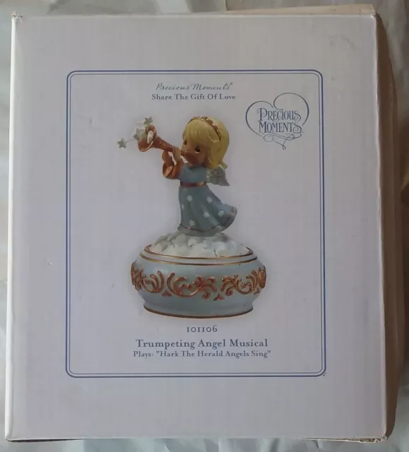 Precious Moments "Share The Gift of Love" Musical Figurine - Trumpeting Angel