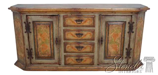 63114EC: Stunning Distressed Paint Decorated Continental Sideboard