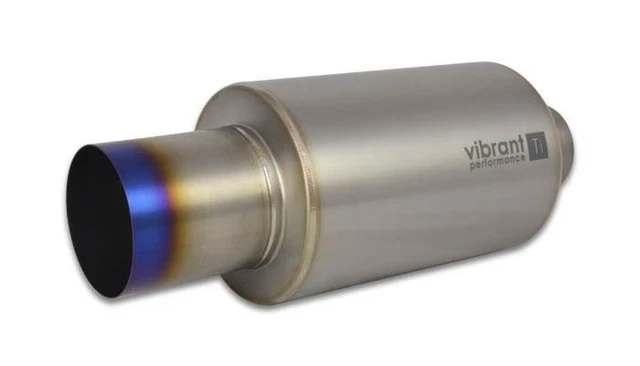 Vibrant Titanium Muffler w/Straight Cut Burnt Tip 3.5in Inlet / 3.5in Outlet 175