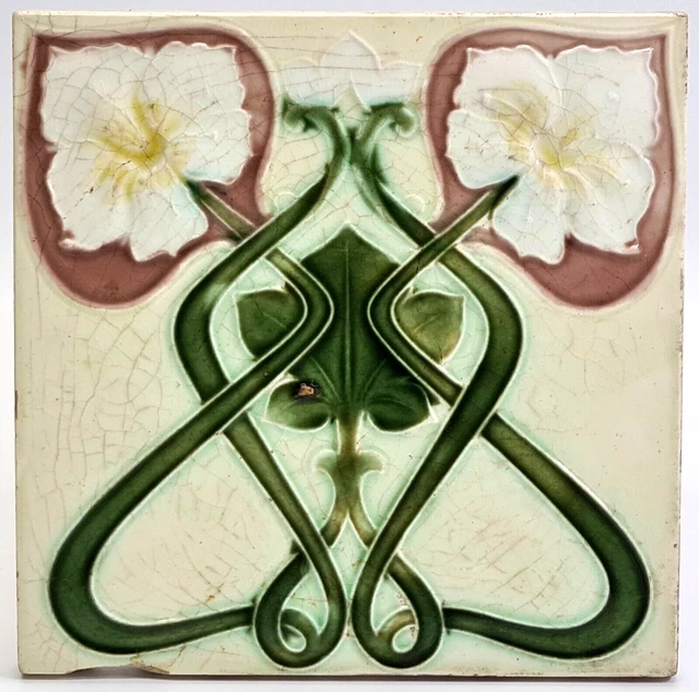 Antique Fireplace Tile Moulded Majolica Henry Richards C1901