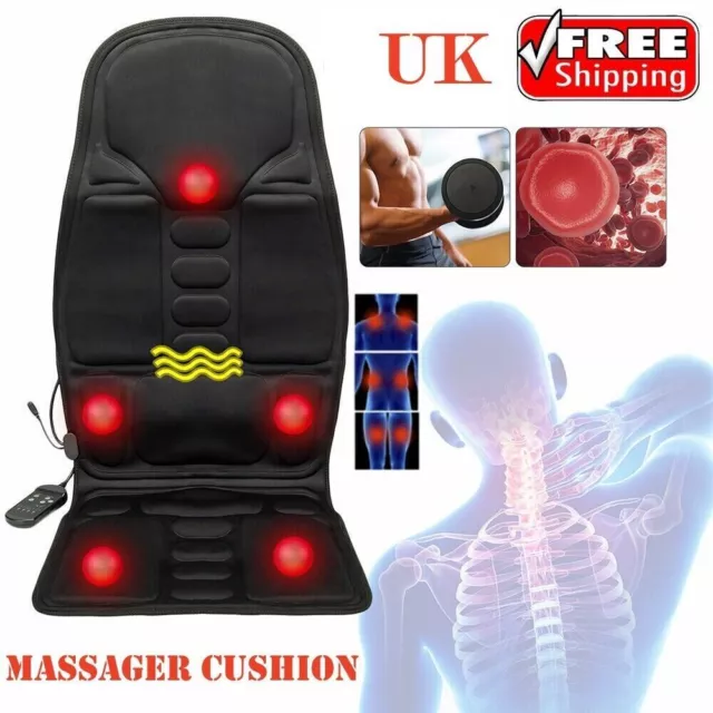 8 Modes Massage Seat Cushion Heated Back Neck Massager Chair For Home Car-UK