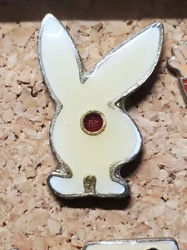 Vintage Reverse Playboy Bunny Red Eye Enameled Hat Lapel Pin Tie Tack