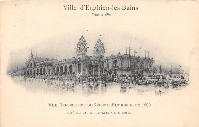 Cpa 95 Ville D'enghien Les Bains Vue Perspective Du Casino