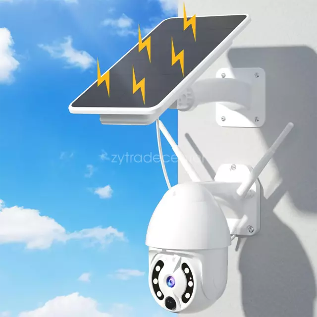 Solar Powered Wireless WIFI Security Camera Outdoor Flood Light LED PTZ Home
