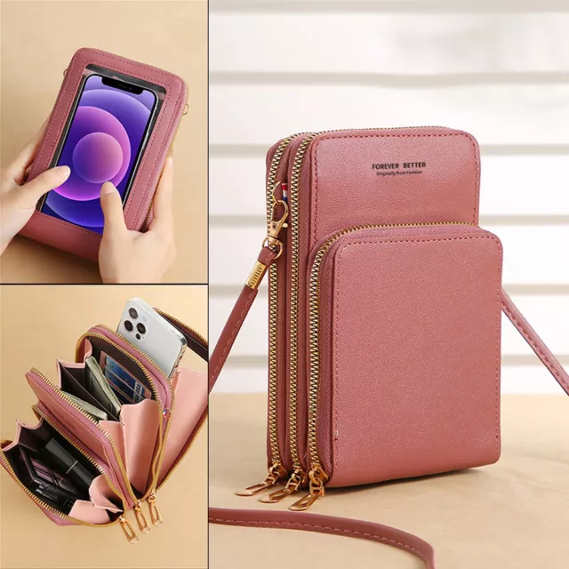 Women Crossbody Phone Purse Shoulder Strap RFID Blocking Wallet Touch Screen Bag