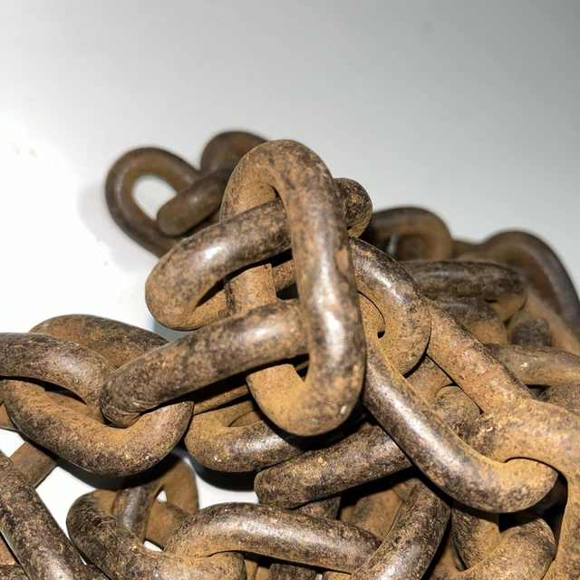 Old Antique Hand Forged Rusty Iron Farm Chain Steampunk Salvage BTC Hook