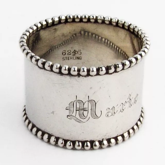 Beaded Napkin Ring Sterling Silver Mono Marie