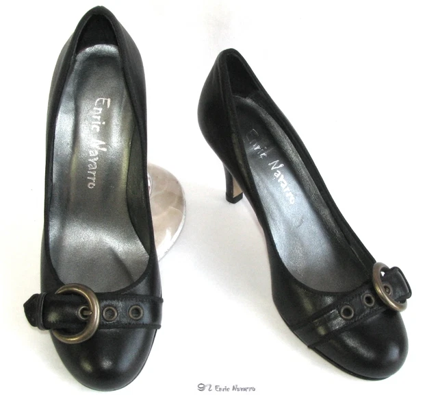 Escarpins En Cuir Veau Sara Navarro - Taille 37, Talon Cône Noir, Neufs Avec Boîte D'origine
