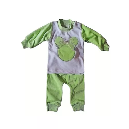 Ensemble 2 pièces pyjama chaud pour bébé couleur vert pomme du 3 au 9 mois neuf
