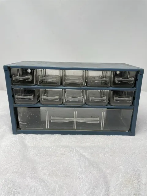 VTG Raaco Blue Metal Parts Storage 11 Drawers 12x6.75”x6” Made In Denmark 🇩🇰