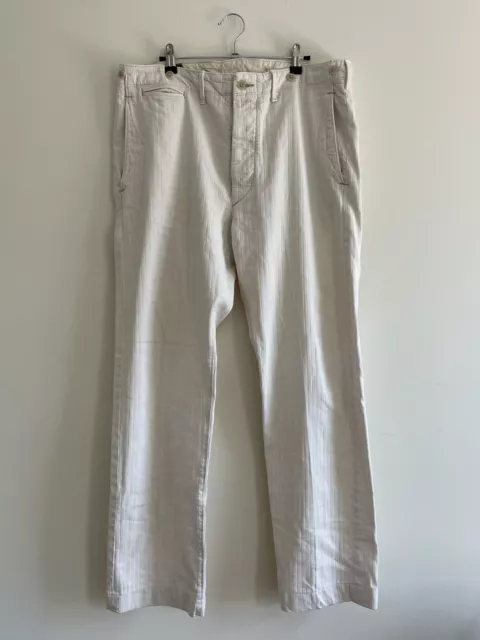 Double Ralph Lauren RRL Herringbone Twill Field Trouser White Size 36x31