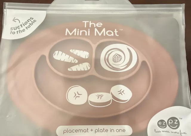 EZPZ Mini Mat 100% Silicone Suction Baby Plate With Placemat--Blush