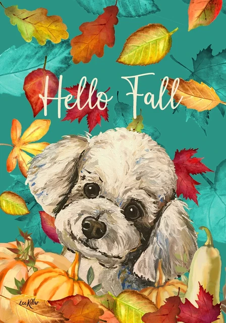 Hello Fall Garden Flag - Maltese 130411 (HH)