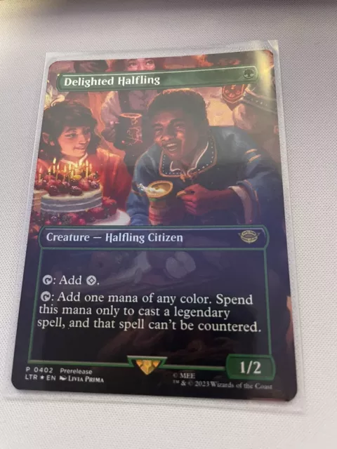 MTG LORD OF the Rings Delighted Halfling *Prerelease Borderless