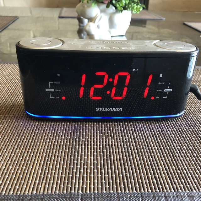 Sylvania horloge radio Bluetooth flux musique chargeur USB double alarme lumière DEL neuf