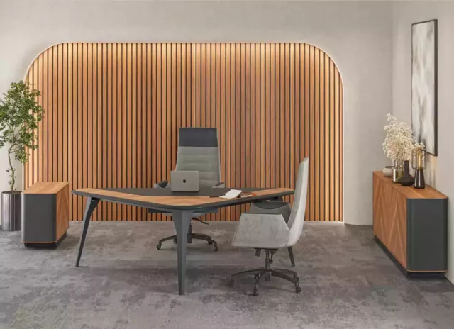 Arbeitszimmer Büro Schreibtisch Kommode Sideboard Modern Holz Braun