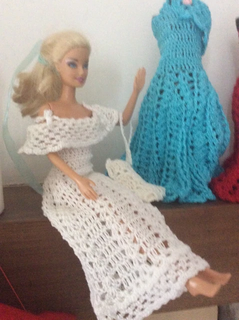 Abito+ Accessori borsa o cappello  uncinetto per Barbie pacchetto con 3 abiti 3