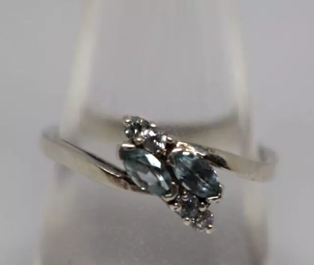 Ladies Sterling Silver Aquamarine Cluster Ring Size 8