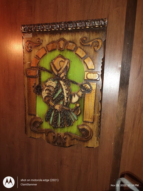 Vintage Wooden Hand carved Spanish Conquistador Pictures lot of 2
