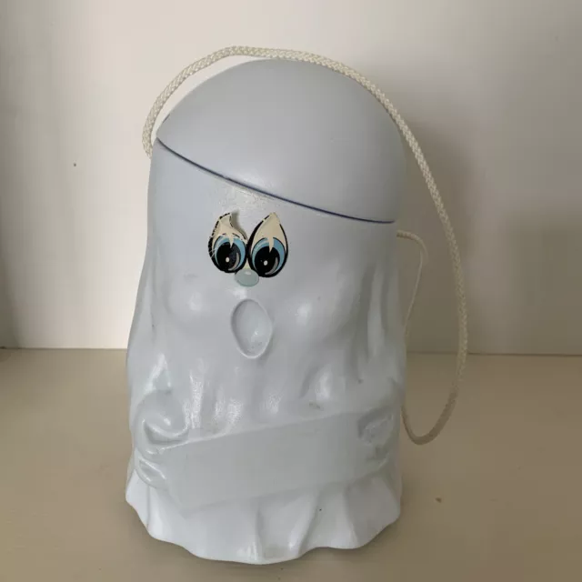 Vtg 1990 “SNICKERS” Ghost Halloween Candy Pail Bucket Blow Mold by MARS Inc. 9”