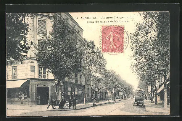 CPA Asniéres, Avenue d'Argenteuil taken from rue de Nanterre 1907