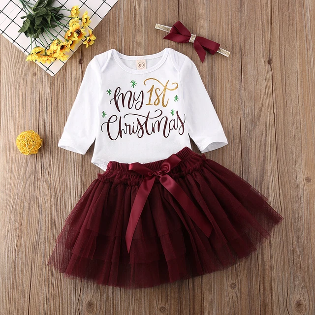 Set abito gonna tutù neonata bambine il mio primo Natale