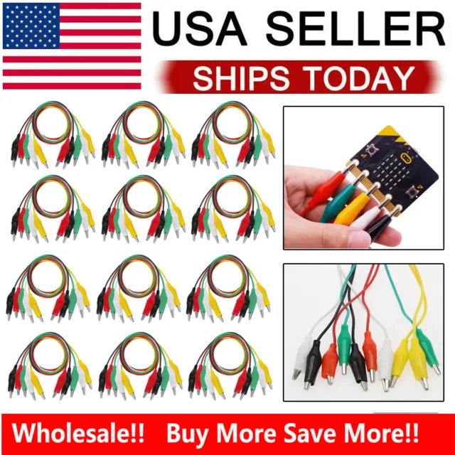 Lot Alligator Clips Electrical Jumper Wires Dual Ended Insulators Cables 19.68"