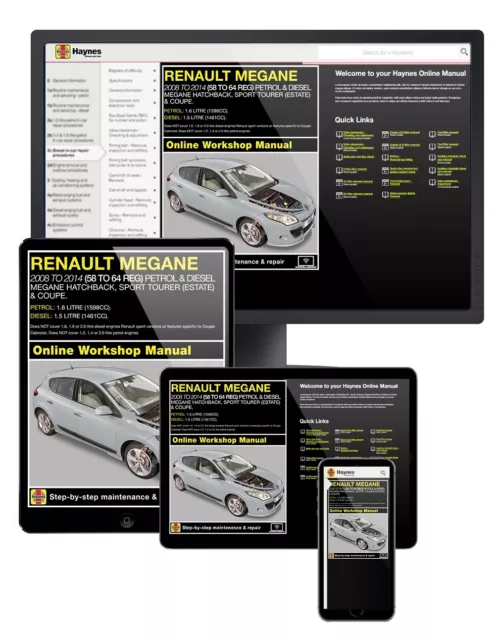 Renault Megane Petrol & Diesel (2008-2014) Haynes Online Car Manual