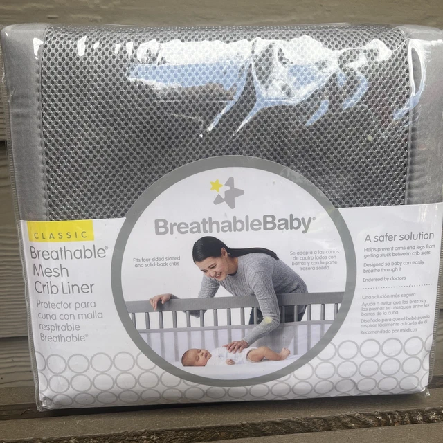 Breathable Baby Mesh Crib Liner Classic Standard Baby Crib White