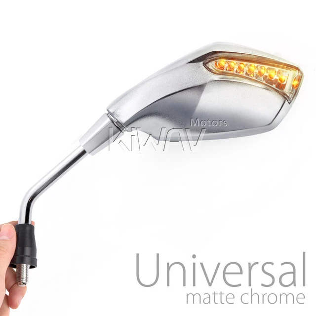 Convex rétroviseurs chromé mat très lumineux LED indicator 10mm pour bobber