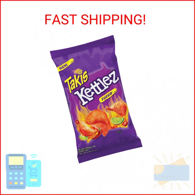 TAKIS KETTLEZ FUEGO Potato Chips, Hot Chili Pepper and Lime